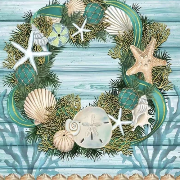 Coastal Garland Wreath Welcome Garden Decor Flag 12" x 18" Weather Resistant - Picture 2 of 5